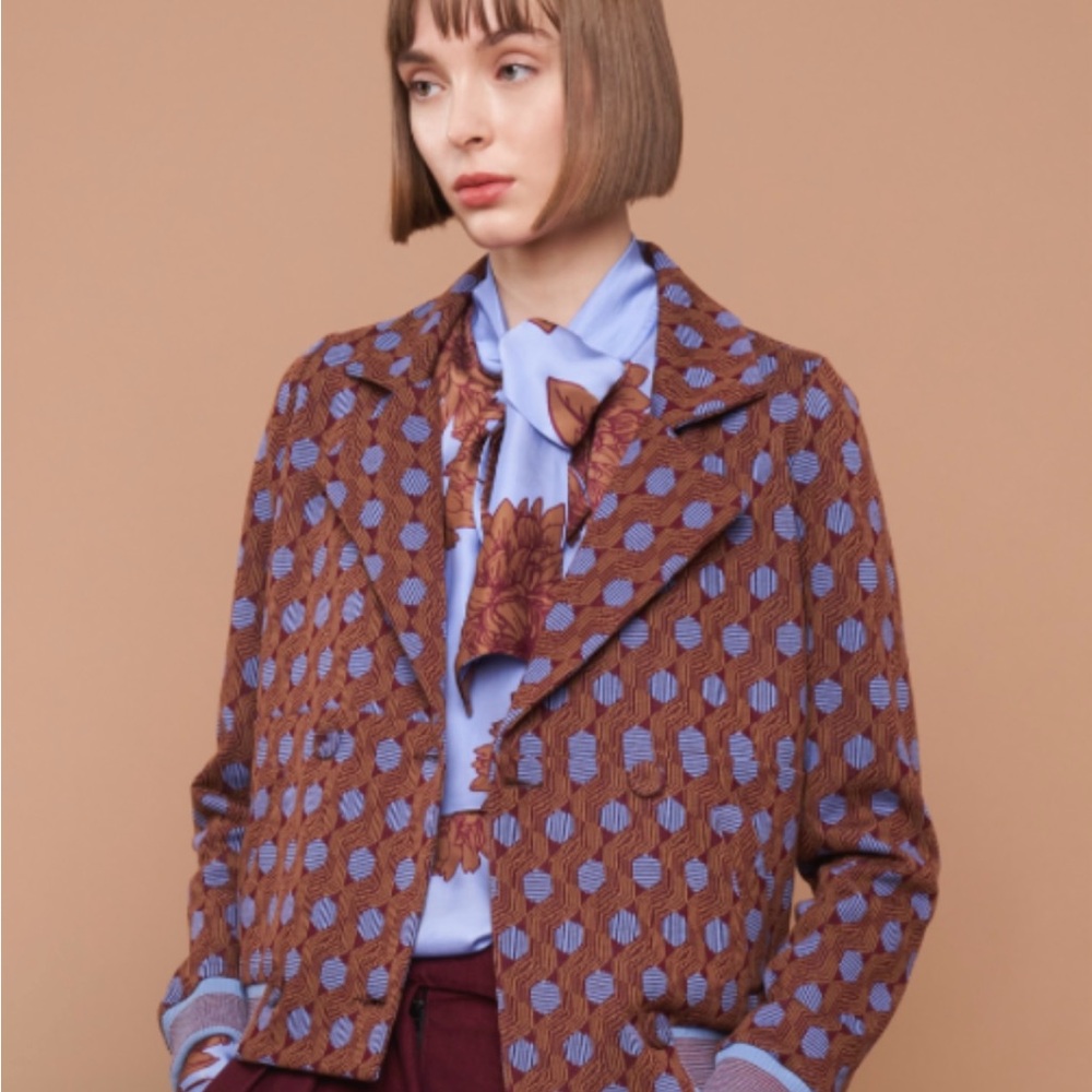 Justmine Geometric Patterned Jacket - Picture 2 of 11